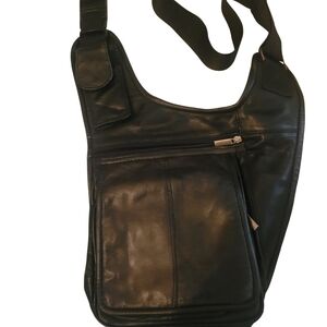 Black Soft Leather Crossbody Bag